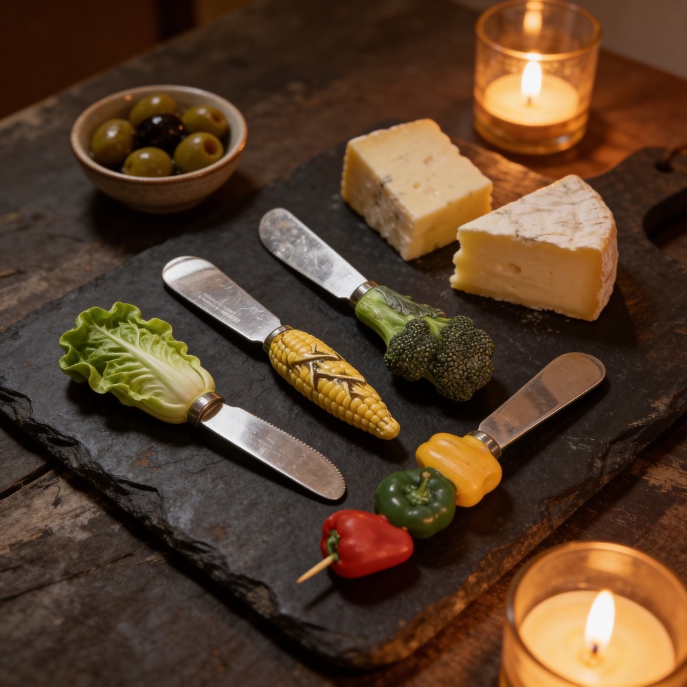 Boston‎ Warehouse Vegetable Cheese Spreader Set 4pc Stainless Steel Garden Theme